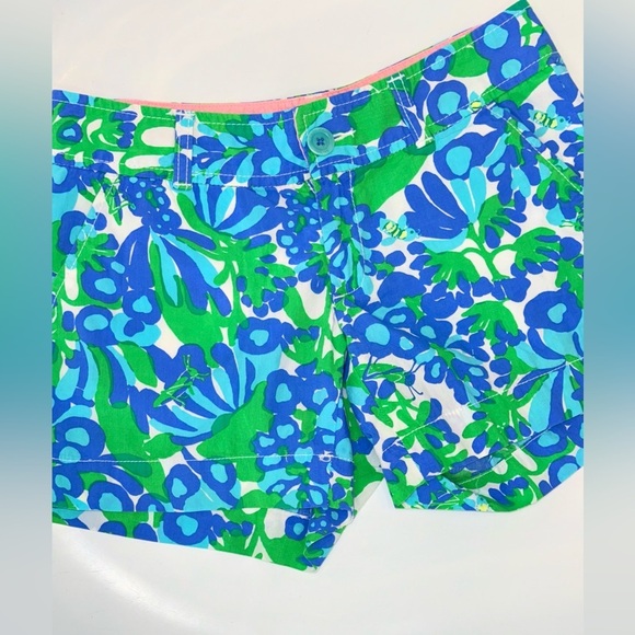 Lilly Pulitzer Callahan Shorts Bee in Your Bonnet Print Green Grasshopper Siz 00 - Picture 4 of 6